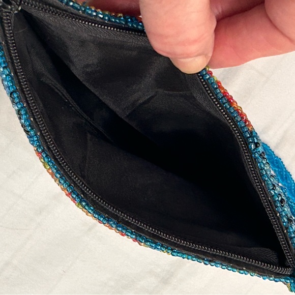 Vintage Hipster Colorful Beaded Cross body Purse Colorblock Pattern Squares - Picture 7 of 9